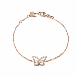 Vente exclusive du stock BAUNAT (Aucun retour sous 30 jours possible) - 0.30 carat bracelet papillon design en or rouge avec diamants (Disponible en taille 18)