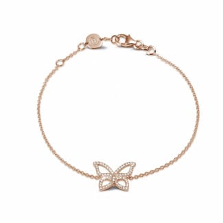Bracelets - 0.30 carat bracelet papillon design en or rouge avec diamants