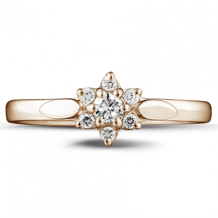 0.15 carat bague fleur en or rouge et diamants