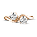 1.00 carat bague Toi et Moi en or rouge et diamants