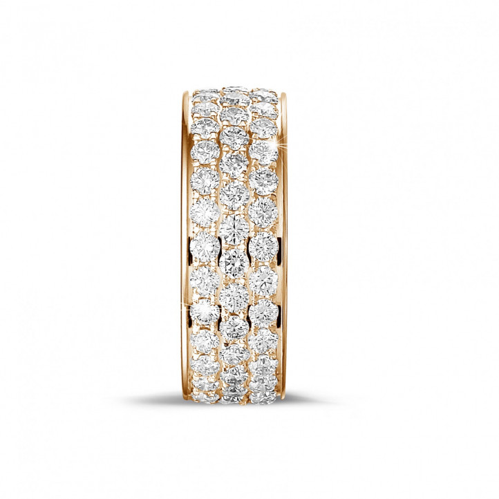 1.70 carat alliance (tour complet) en or rouge avec trois lignes de diamants ronds