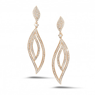 Boucles d'oreilles - 2.35 carat boucles d’oreilles feuilles en or rouge et diamants
