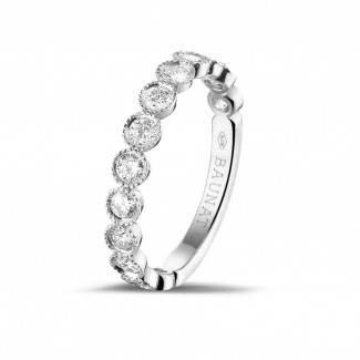 Bague de mariage avec brillant - 0.70 carat alliance superposable en platine avec diamants