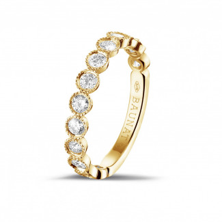 Bague de mariage avec brillant - 0.70 carat alliance superposable en or jaune avec diamants