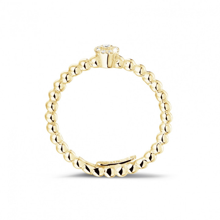 0.04 carat bague superposable perlée en or jaune avec diamant