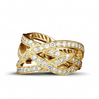 Bague brillant - 2.50 carat bague design en or jaune et diamants