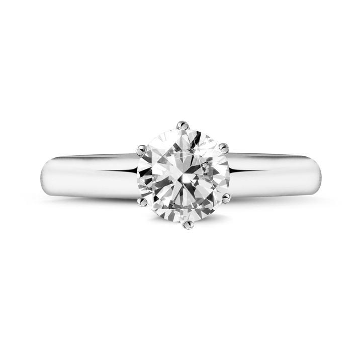 1.50 carat bague diamant solitaire en or blanc avec six griffes