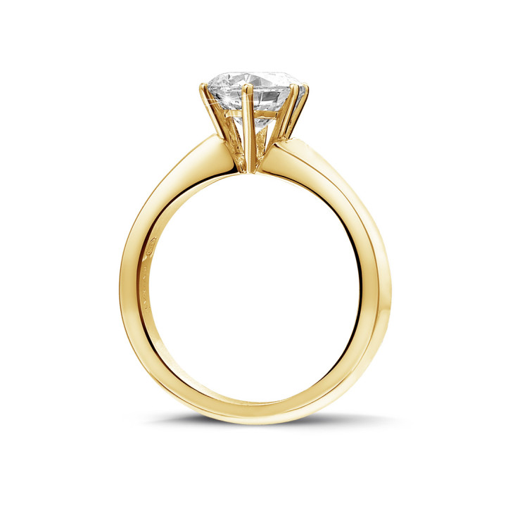 1.50 carat bague diamant solitaire en or jaune avec six griffes