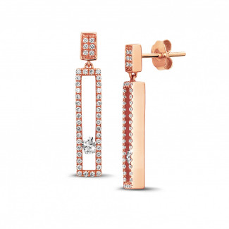 Boucles d'oreilles - 0.55 carat boucles d’oreilles en or rouge avec diamants ronds flottants