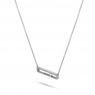 Colliers - 0.30 carat collier en or blanc avec diamant rond flottant