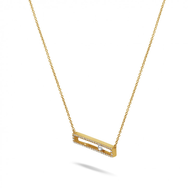 0.30 carat collier en or jaune avec diamant rond flottant