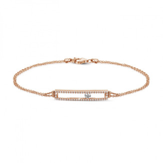 Bracelets - 0.30 carat bracelet en or rouge avec diamant rond flottant