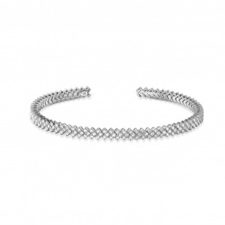 Bracelets - Bracelet au design tressé BAUNAT en diamants 0.80 carat et or blanc