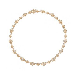 Colliers - 0.45 carats collier design fleurs en or rouge avec diamants