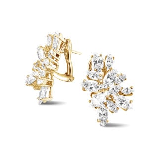 Bijoux de mariage - 8.60 carats boucles d’oreilles en or jaune avec diamants de la taille marquise