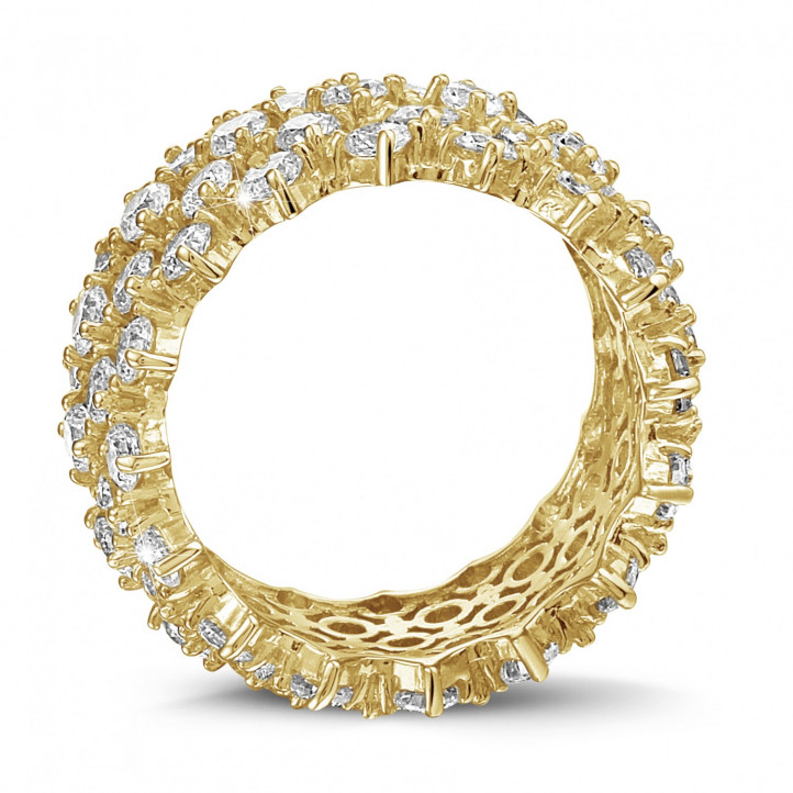 Bague design arête en or jaune avec diamants