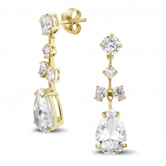 Haute Joaillerie - Boucles d'oreilles BAUNAT diamants poire 7.80 ct et or jaune