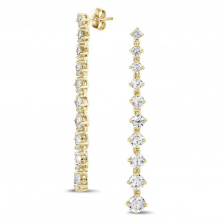 Boucles d'oreilles - 5.85 carats boucles d’oreilles dégradé en or jaune avec diamants