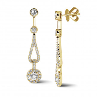 Bijoux de mariage - 1.20 carat boucles d’oreilles en or jaune et diamants