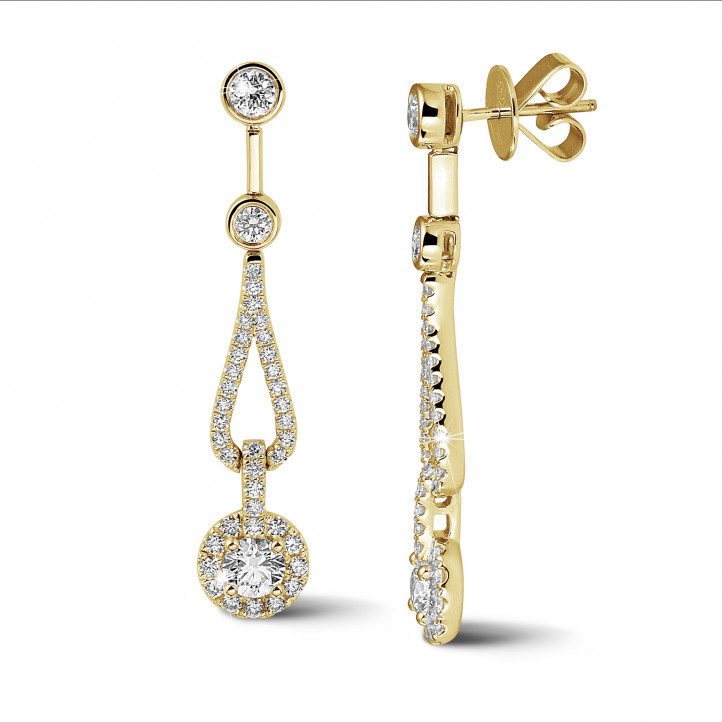 1.20 carat boucles d’oreilles en or jaune et diamants