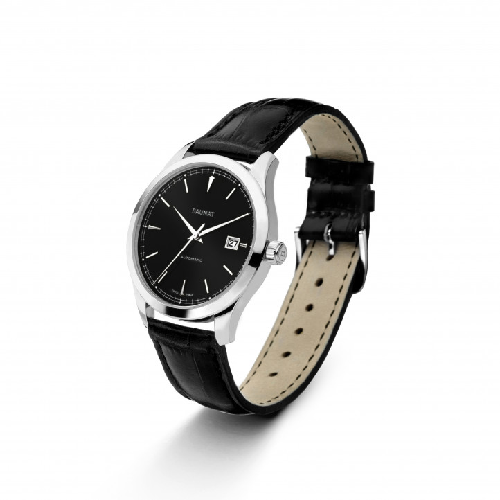 Montre Jura Peak en or blanc 18 ct et bracelet cuir BAUNAT