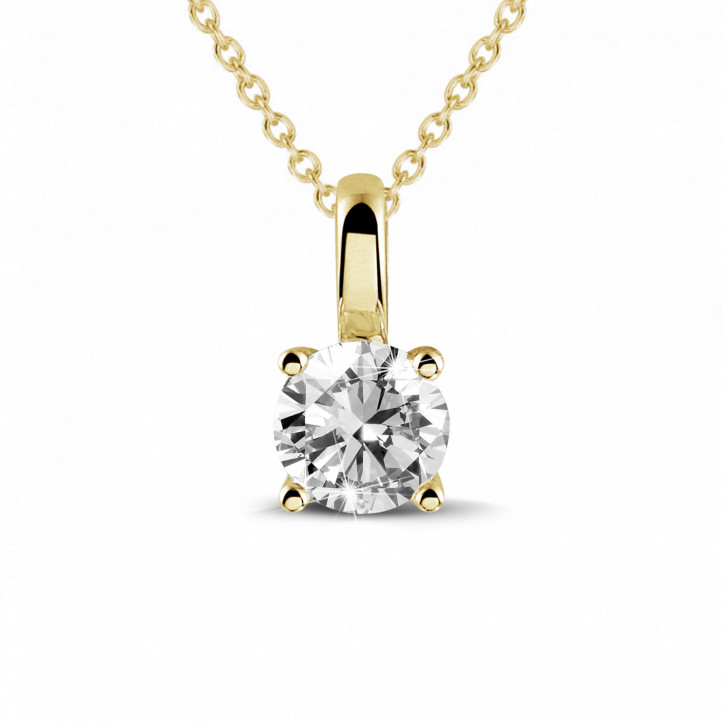 0.50 carat pendentif solitaire en or jaune avec diamant rond et quatre griffes