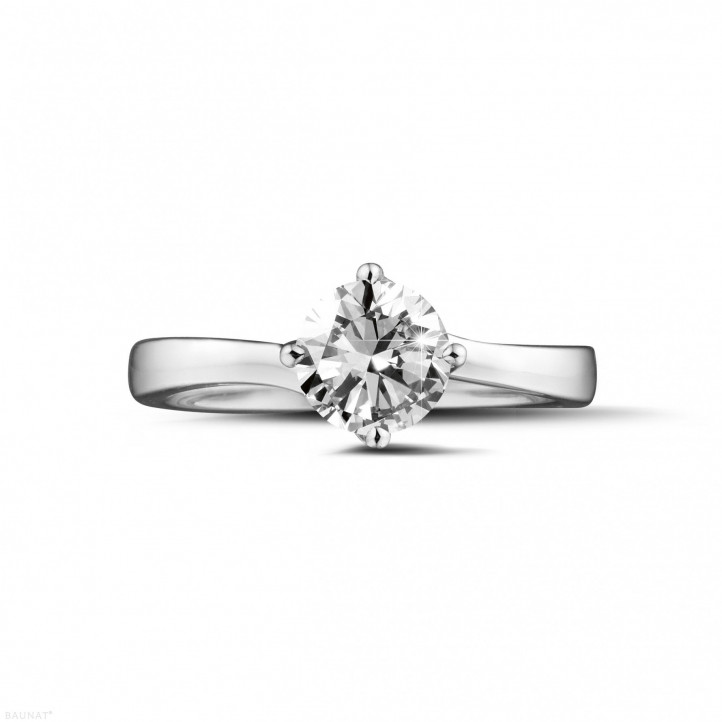 1.00 carats bague solitaire diamant en or blanc de qualité exceptionnelle (D-IF-EX-None fluorescence-certificat GIA)