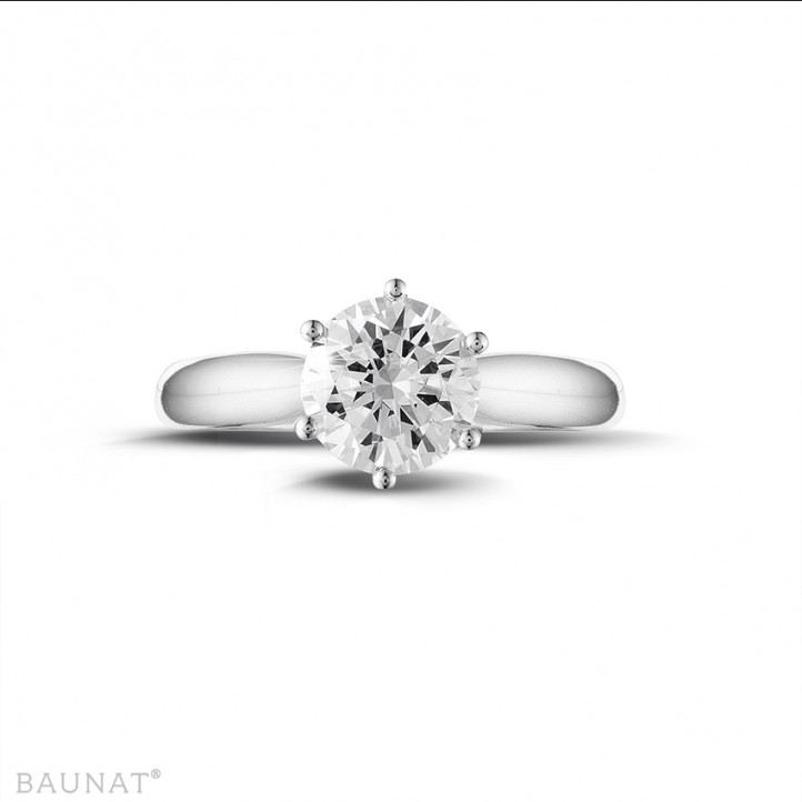 1.50 carat bague solitaire diamant en or blanc