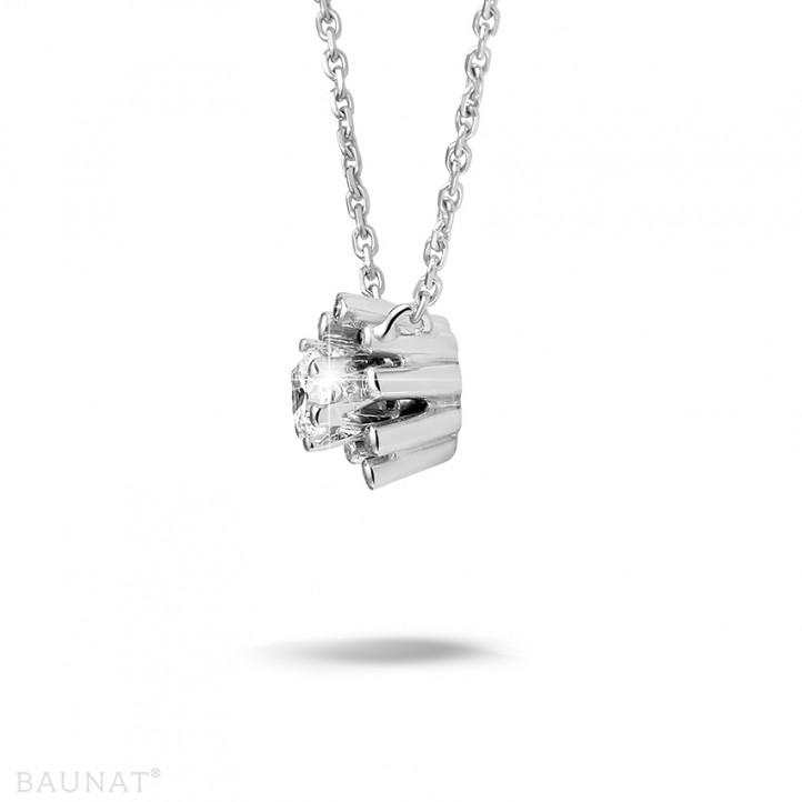 0.25 carat collier design soleil en or blanc et diamants