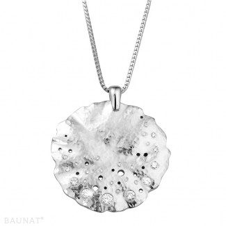 Colliers - Pendentif design plat BAUNAT diamants 0.46 carat et or blanc