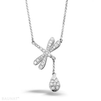 Colliers - 0.36 carat collier libellule en or blanc avec diamants