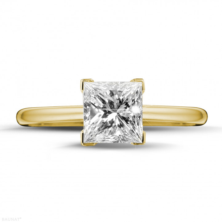 1.50 carat bague solitaire en or jaune avec diamant princesse