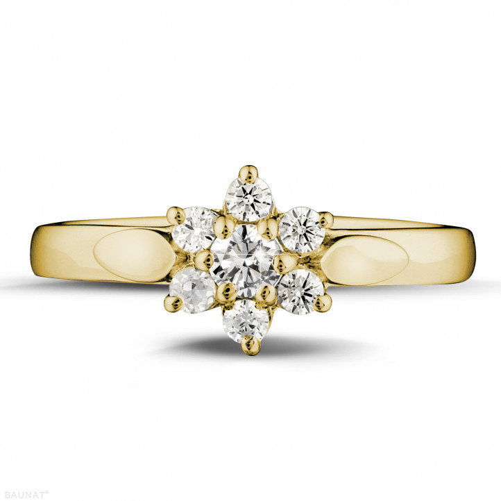 0.30 carat bague fleur en or jaune et diamants