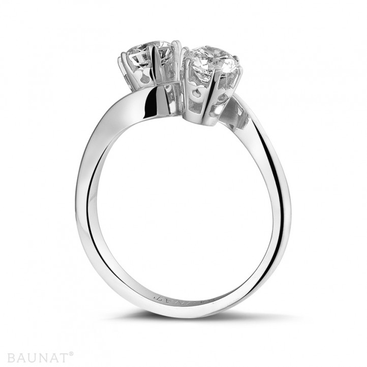 1.00 carat bague Toi et Moi en platine et diamants