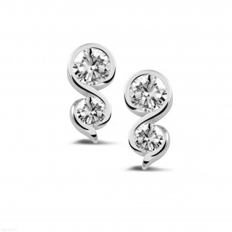 Boucles d'oreilles - 1.00 carat boucles d’oreilles en platine et diamants