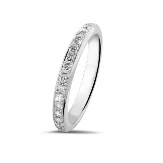 鑽石結婚戒指 - 0.30克拉鉑金密鑲鑽石戒指(半環鑲鑽)