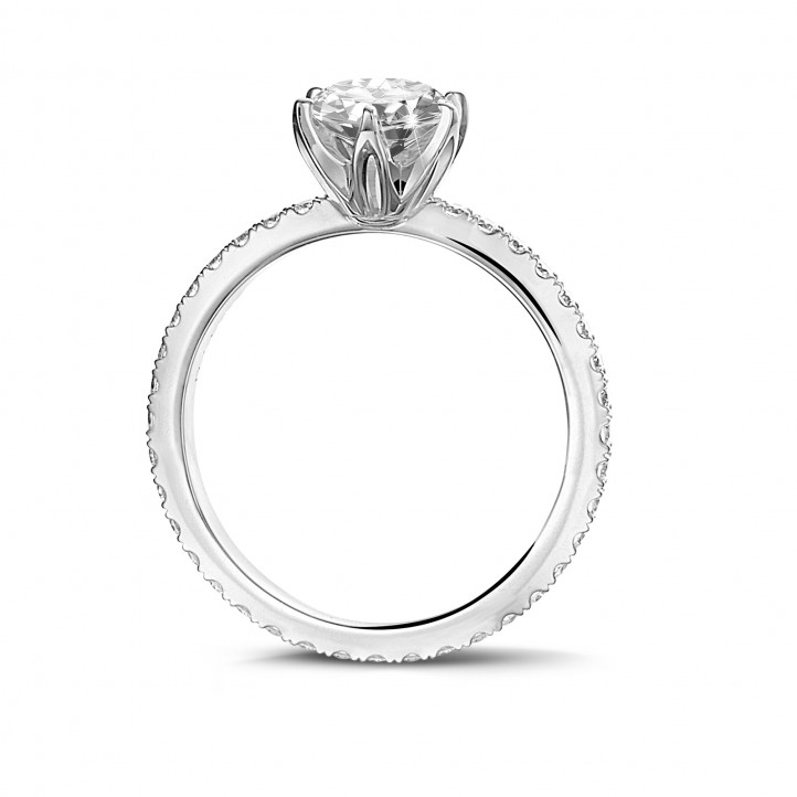 BAUNAT Iconic 系列 1.00克拉白金圓鑽戒指 - 戒托滿鑲小鑽