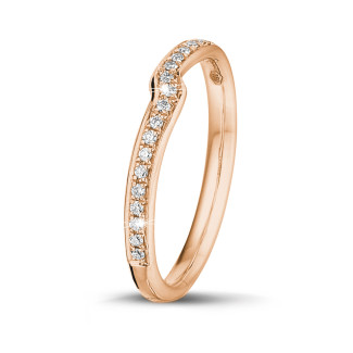鑽石結婚戒指 - 0.20 克拉弧形玫瑰金密鑲鑽石戒指(半環鑲鑽)