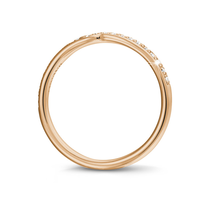 0.20 克拉弧形玫瑰金密鑲鑽石戒指(半環鑲鑽)