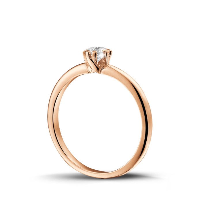 設計系列 0.25 克拉八爪玫瑰金鑽石戒指