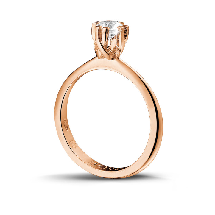 設計系列 0.50 克拉八爪玫瑰金鑽石戒指