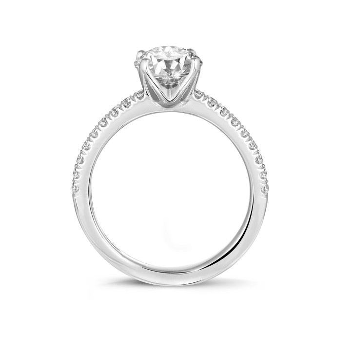 BAUNAT Iconic 系列 0.70克拉白金圓鑽戒指 - 戒托半鑲小鑽