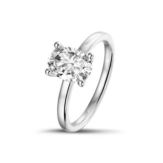 鑽石戒指 - 1.00克拉白金橢圓形單鑽戒指