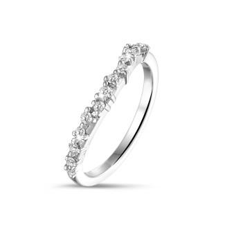 鑽石結婚戒指 - 0.12 克拉白金圓鑽錦簇鑲嵌婚戒