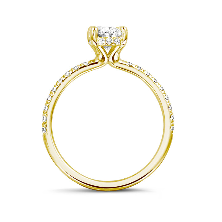 1.20克拉隱藏光橢圓形圍鑲單鑽黃金戒指