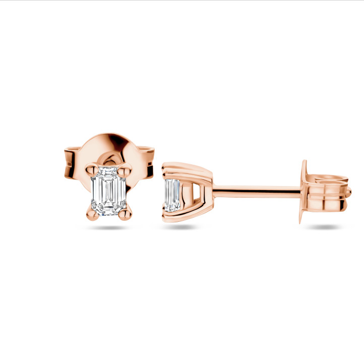 0.30克拉母綠切工主鑽18K玫瑰金耳釘