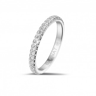 鑽石戒指 - 0.35克拉鉑金鑲鑽婚戒(半環鑲鑽)
