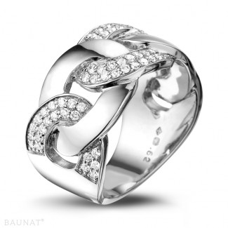 圓形鑽石白金戒指 - 0.60克拉白金鎖鏈鑽石戒指
