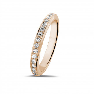 鑽石戒指 - 0.30克拉玫瑰金密鑲鑽石戒指(半環鑲鑽)