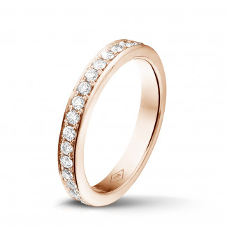 鑽石戒指 - 0.68 克拉玫瑰金密鑲鑽石戒指